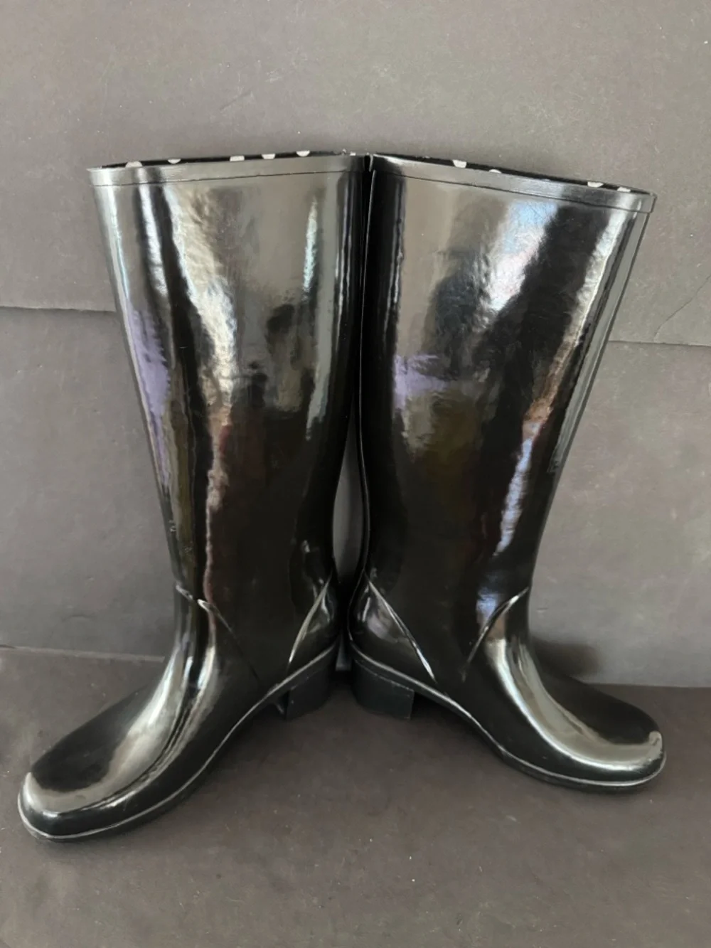 Kate Spade Romi Black Rubber Heeled Rain Boots